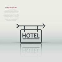 Hotel sign icon in flat style. Inn vector illustration on white isolated background. Hostel room information business concept.