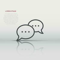 Speak chat sign icon in flat style. Speech bubbles vector illustration on white isolated background. Team discussion button business concept.