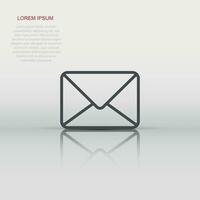 Email message icon in flat style. Mail document vector illustration on white isolated background. Message correspondence business concept.