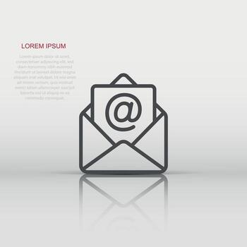 Email message icon in flat style. Mail document vector illustration on white isolated background. Message correspondence business concept.
