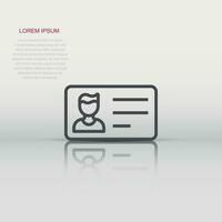 Id card icon in flat style. Identity tag vector illustration on white isolated background. Driver licence business concept.