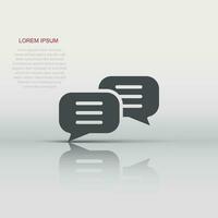 Speak chat sign icon in flat style. Speech bubbles vector illustration on white isolated background. Team discussion button business concept.