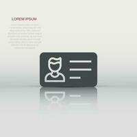 Id card icon in flat style. Identity tag vector illustration on white isolated background. Driver licence business concept.