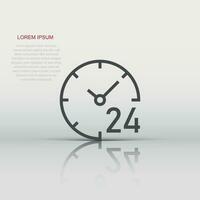 Clock 24 7 icon in flat style. Watch vector illustration on white isolated background. Timer business concept.