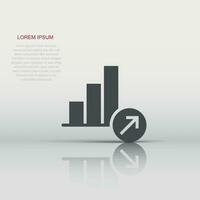 Market trend icon in flat style. Growth arrow with magnifier vector illustration on white isolated background. Increase business concept.