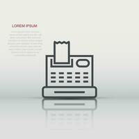 Cash register icon in flat style. Check machine vector illustration on white isolated background. Payment business concept.