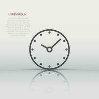 Clock icon in flat style. Watch vector illustration on white isolated background. Timer business concept.