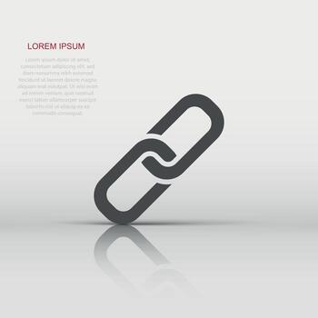 icono de cadena en estilo plano. ilustración de vector de hipervínculo de red sobre fondo blanco aislado. adjunte el concepto de negocio.