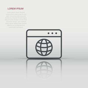 Website domain icon in flat style. Global internet address vector illustration on white isolated background. Server business concept.