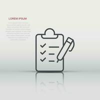 To do list icon in flat style. Document checklist vector illustration on white isolated background. Notepad check mark business concept.