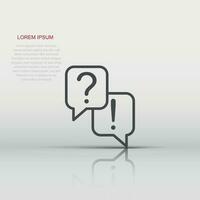 Question and answer icon in flat style. Dialog speech bubble vector illustration on white isolated background. Forum chat business concept.