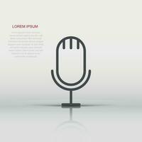 Microphone icon in flat style. Studio mike vector illustration on white isolated background. Audio record business concept.