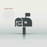 Mailbox icon in flat style. Postbox vector illustration on white isolated background. Email envelope business concept.