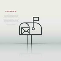 Mailbox icon in flat style. Postbox vector illustration on white isolated background. Email envelope business concept.