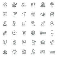 Contact us thin line icon set in flat style. Mobile communication vector illustration on white isolated background. Phone call business concept.