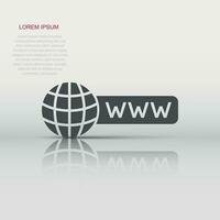 Global search icon in flat style. Website address vector illustration on white isolated background. WWW network business concept.