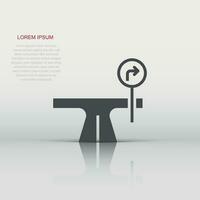 Crossroad icon in flat style. Road direction navigation vector illustration on white isolated background. Locate pin position business concept.