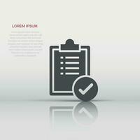 To do list icon in flat style. Document checklist vector illustration on white isolated background. Notepad check mark business concept.