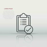 To do list icon in flat style. Document checklist vector illustration on white isolated background. Notepad check mark business concept.