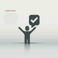 Organization management icon in flat style. People with check mark vector illustration on white isolated background. Businessman business concept.