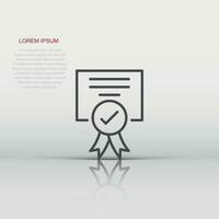 Approve certificate icon in flat style. Document check mark vector illustration on white isolated background. Approval choice business concept.