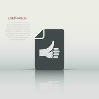 People hand with check mark icon in flat style. Accept vector illustration on white isolated background. Approval choice business concept.