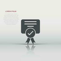 Approve certificate icon in flat style. Document check mark vector illustration on white isolated background. Approval choice business concept.