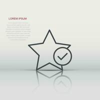 Check mark with star icon in flat style. Add to favorite vector illustration on white isolated background. Bookmark business concept.