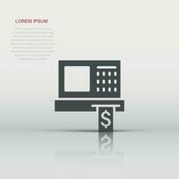Cash register icon in flat style. Check machine vector illustration on white isolated background. Payment business concept.