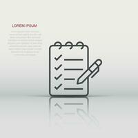 To do list icon in flat style. Document checklist vector illustration on white isolated background. Notepad check mark business concept.