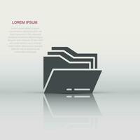 File folder icon in flat style. Documents archive vector illustration on isolated background. Storage business concept.