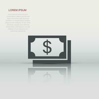 Money dollar icon in flat style. Exchange cash vector illustration on white isolated background. Banknote bill business concept.