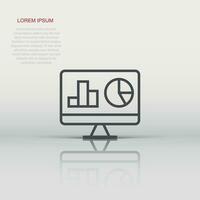 Website analytics icon in flat style. SEO data vector illustration on white isolated background. Computer diagram business concept.