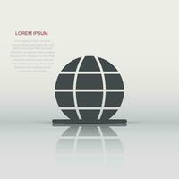 Earth planet icon in flat style. Globe geographic vector illustration on white isolated background. Global communication business concept.