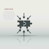 Puzzle jigsaw icon in flat style. Solution compatible vector illustration on white isolated background. Combination business concept.