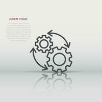 Workflow icon in flat style. Gear effective vector illustration on white isolated background. Process organization business concept.