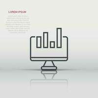 Website analytics icon in flat style. SEO data vector illustration on white isolated background. Computer diagram business concept.