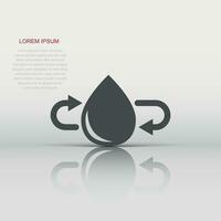 Water drop icon in flat style. Droplet vector illustration on white isolated background. Recycle sign business concept.