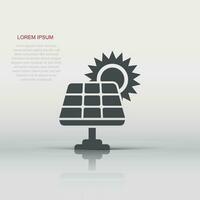 Solar panel icon in flat style. Ecology energy vector illustration on white isolated background. Electrician sign business concept.