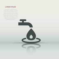 Water tap icon in flat style. Droplet vector illustration on white isolated background. Faucet falling sign business concept.