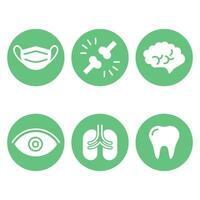 medical icons green color vector