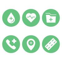 medical icons green color vector