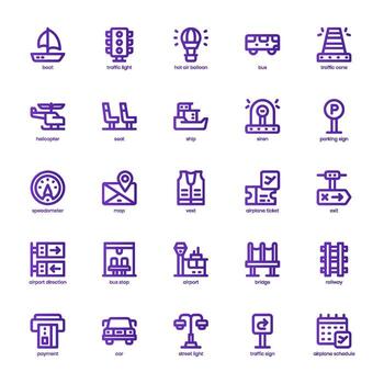 público transporte icono paquete para tu sitio web, móvil, presentación, y logo diseño. público transporte icono básico línea degradado diseño. vector gráficos ilustración y editable ataque.