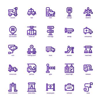 público transporte icono paquete para tu sitio web, móvil, presentación, y logo diseño. público transporte icono básico línea degradado diseño. vector gráficos ilustración y editable ataque.