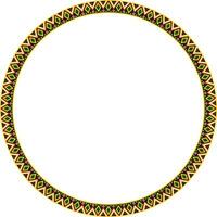 Vector round colored border ornament. Native American tribes framework, circle.