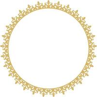 Vector gold Kazakh national round pattern, frame. Ethnic ornament of the nomadic peoples of Asia, the Great Steppe, Kazakhs, Kirghiz, Kalmyks, Mongols, Buryats, Turkmens