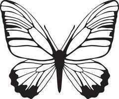 Vector monochrome butterfly Beautiful insect with big black wings. Drawing of a flying beetle.Suitable for sandblasting, laser and plotter cutting.
