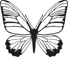 Vector monochrome butterfly Beautiful insect with big black wings. Drawing of a flying beetle.Suitable for sandblasting, laser and plotter cutting.