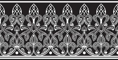 Vector monochrome seamless oriental national ornament. Endless ethnic floral border, arab peoples frame. Persian painting.