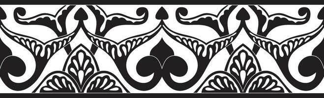Vector monochrome seamless oriental national ornament. Endless ethnic floral border, arab peoples frame. Persian painting.